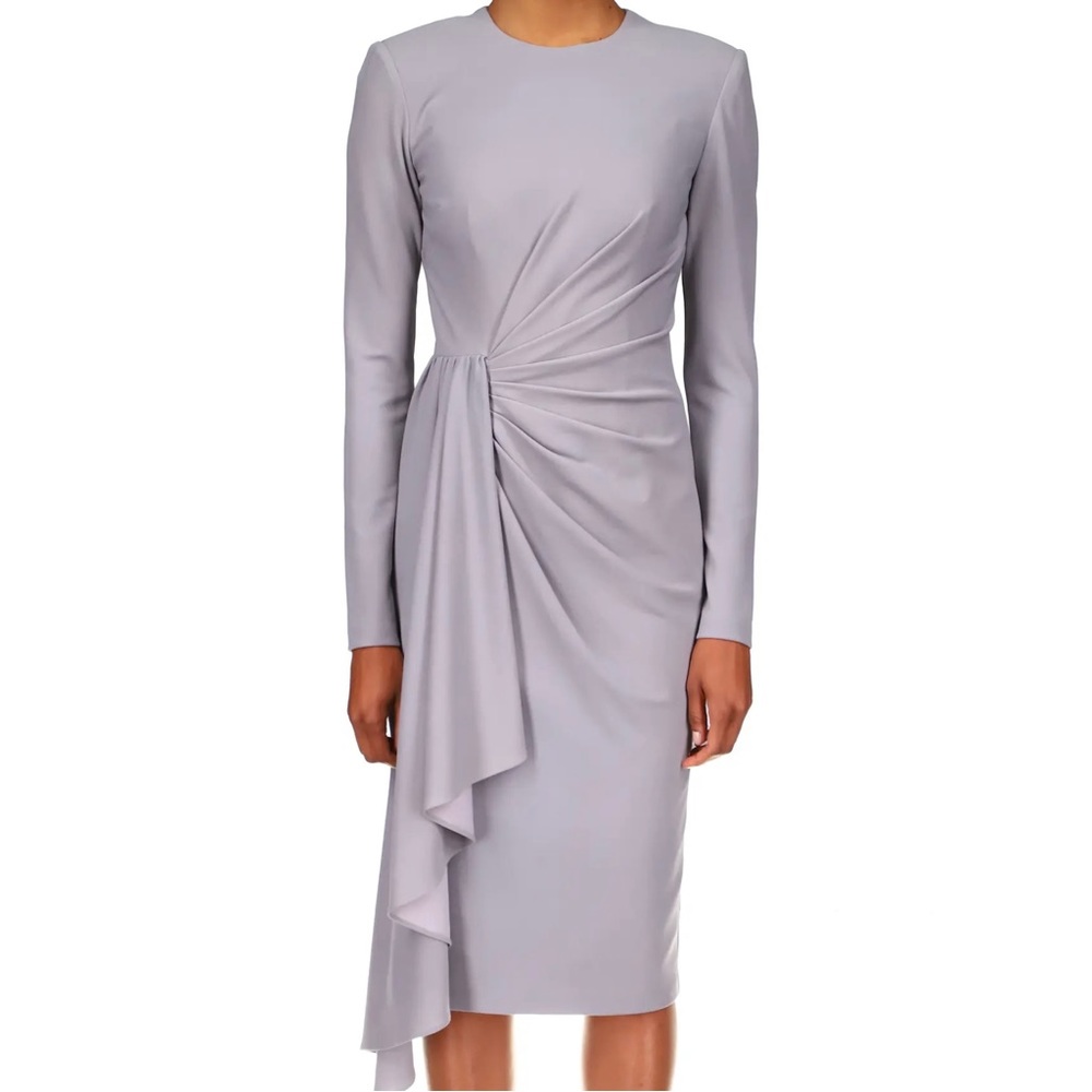 Badgley Mischka LS Draped Ruffle Ruched Dress Sz. 2
